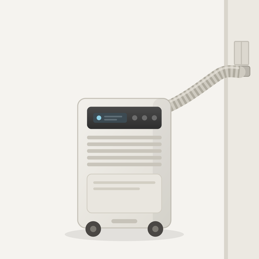 Mobiles Klimagerät mit Abluftschlauch (Illustration)