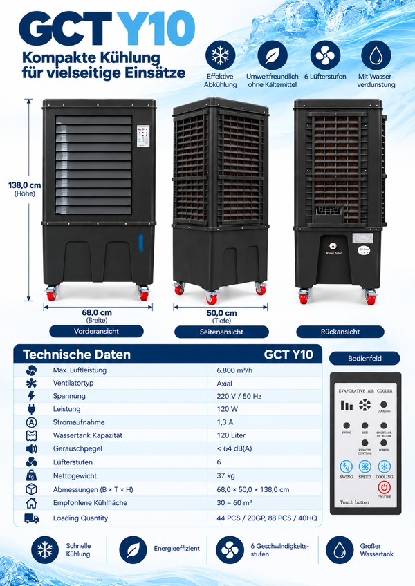 GoodCooling Y10 technische Daten und Abmessungen