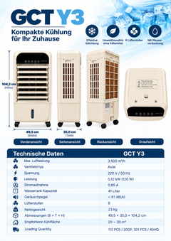 GoodCooling Y3 technische Daten und Abmessungen